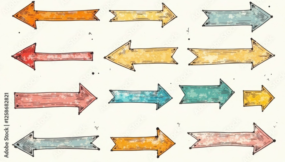 Set of unique hand-drawn arrow vector marks, diverse styles , bold, arrow Set of unique hand-drawn arrow vector marks, diverse styles , bold, arrow