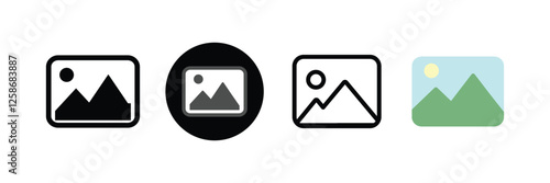 Photo gallery vector icon set. image album symbol in  color. media pic sign for apps and website UI designs.