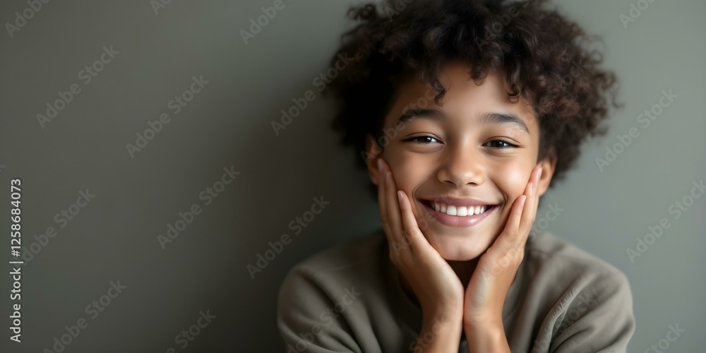 A Relaxed and Cheerful Boy with a Gentle Expression Poses for a Mind Relaxing Banner A Relaxed and Cheerful Boy with a Gentle Expression Poses for a Mind Relaxing Banner