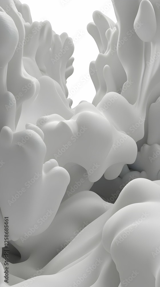 Obraz premium Abstract white paint swirls, dynamic motion, studio shot, background clean, ideal for design