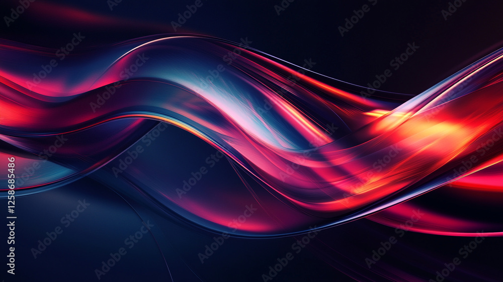 Naklejka premium A dynamic digital abstraction with fluid curves and bold color bursts that evoke energy and modern sophistication in HD.