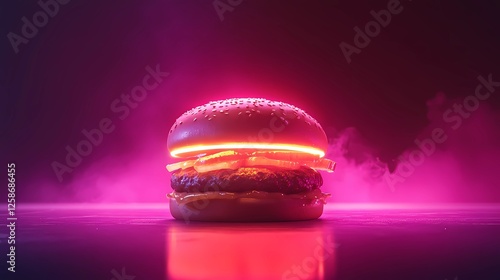 Stylized burger illustration for culinary projects, ideal for food menus and packaging design, in a graphic novel style