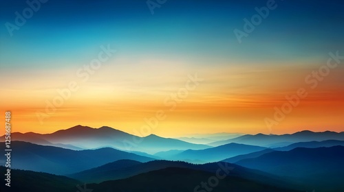 Wallpaper Mural Serene Sunset Over Blue and Orange Mountain Range Torontodigital.ca