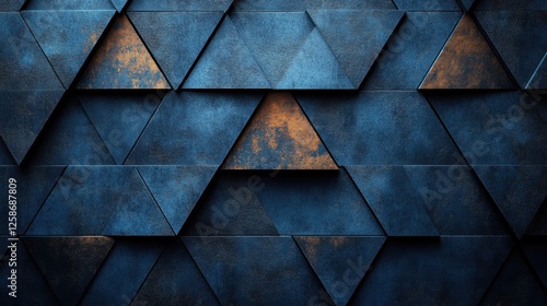 Wallpaper Mural Simple Blue triangles and squares on a dark background. Geometric design for banner template with white space in the center for text. Minimalist wallpaper with copy space. Torontodigital.ca