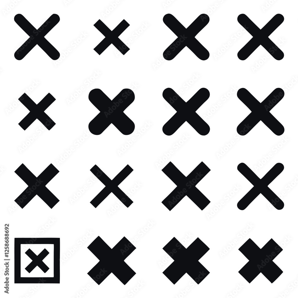Obraz premium Abstract Black and White X Patterns on a White Background