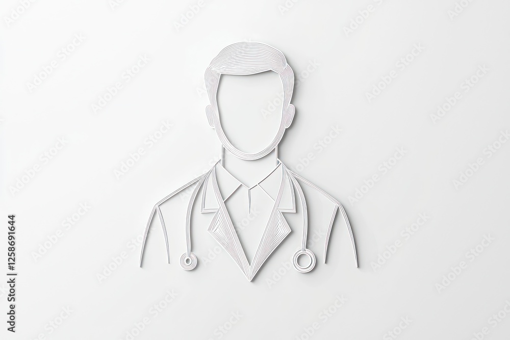 3D line design of a pharmacist, depicting the healthcare sector, on a white canvas. 3D line design of a pharmacist, depicting the healthcare sector, on a white canvas.