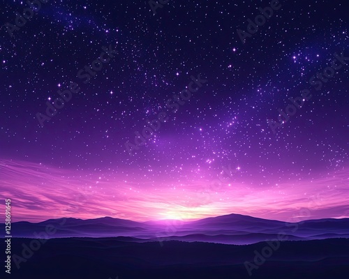 Wallpaper Mural A vibrant image of a gradient in shades of purple, with a starry night effect that evokes a sense of wonde Torontodigital.ca