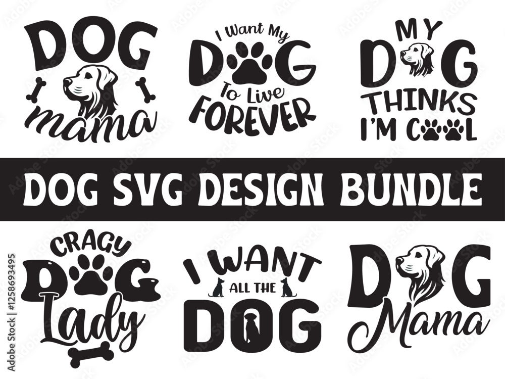 Fototapeta premium Dog svg t shirt deign bundle