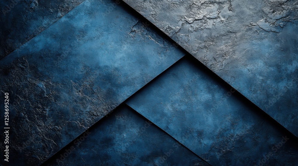 Sophisticated Blue background with geometric shapes for design, featuring white space in the center for text. Ideal for elegant banners and abstract wallpapers.