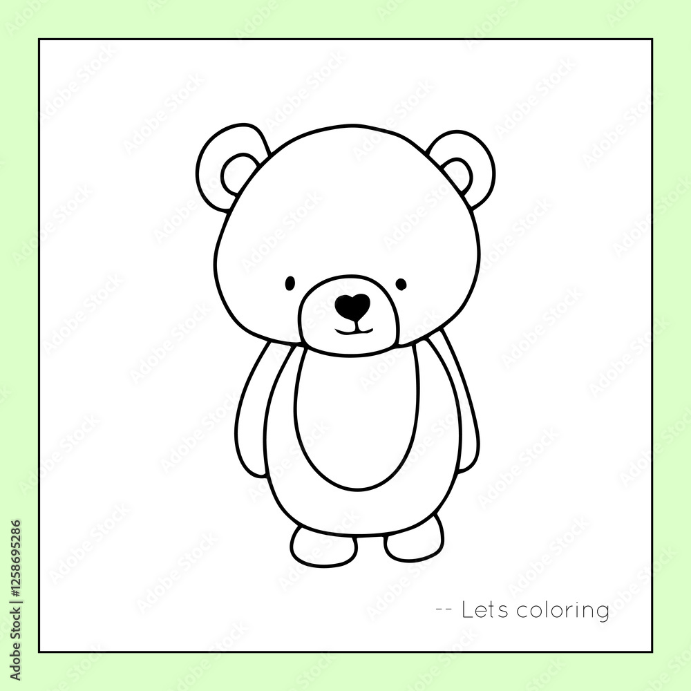 Obraz premium Coloring book animal bear lineart design. worksheet coloring kids,Black and white line drawing. Isolated on a white background. For children's design of coloring books, prints, posters, cards, sticker