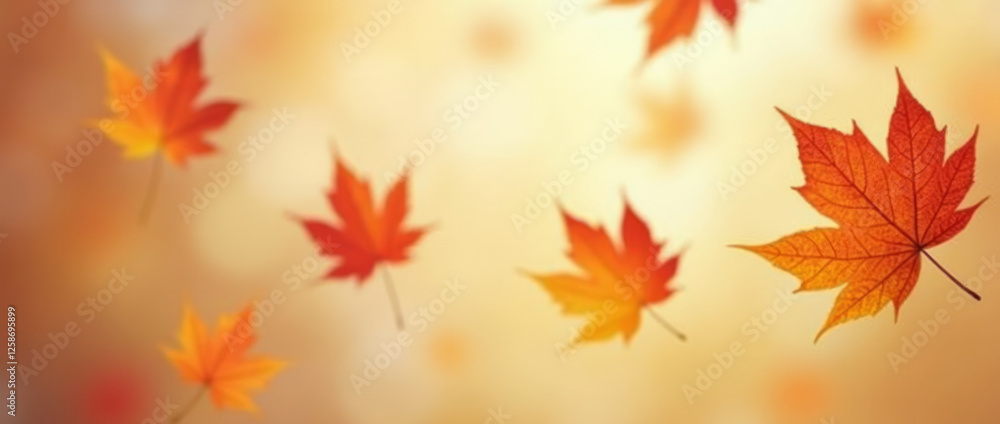 Colorful Autumn Leaves Drifting Through the Air Colorful Autumn Leaves Drifting Through the Air