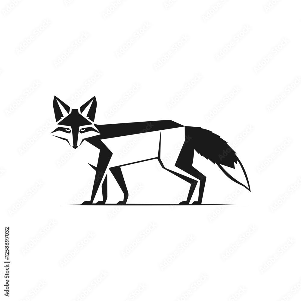 Obraz premium Fox head logo black and wide vector.