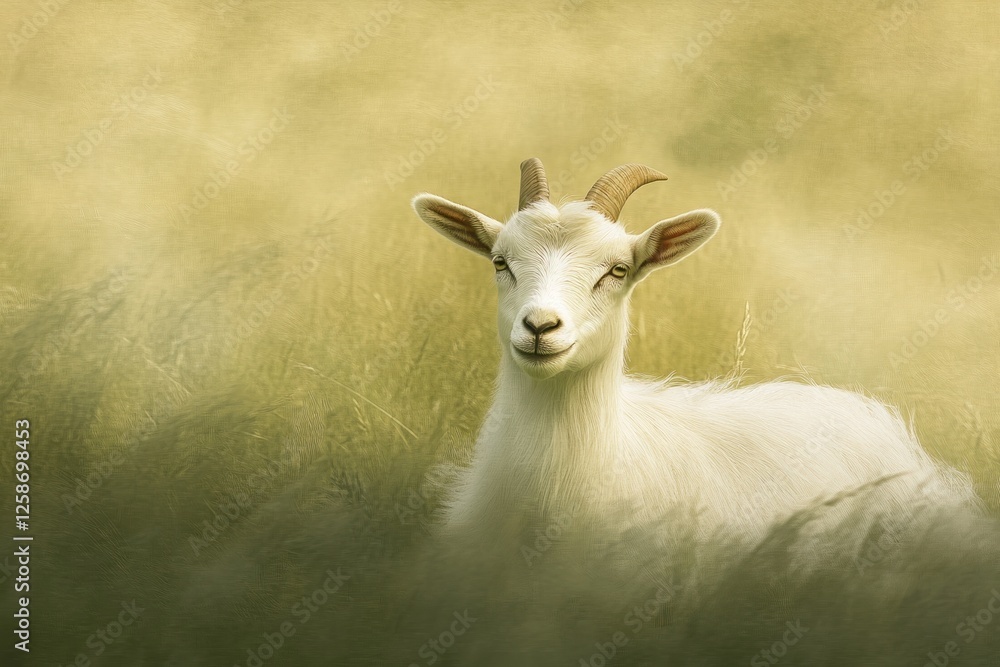 Fototapeta premium Serene Goat in Sunlight