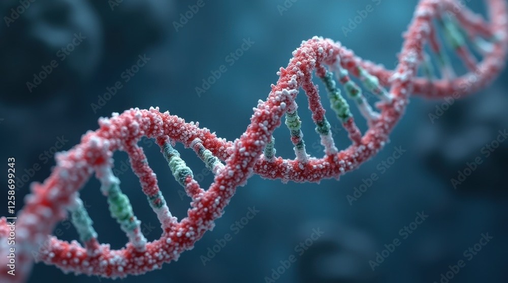Microscopic 3D View of a Human DNA Strand Microscopic 3D View of a Human DNA Strand