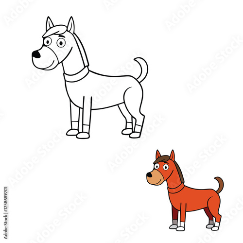 Cute baby horse coloring page featuring an adorable foal standing gracefully with a playful expression. Perfect for kids to enjoy adding colors to this sweet little horse!