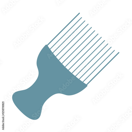 Wide-Tooth Comb with Curved Handle Clipart Illustration | Minimalistic Cartoon Style Isolated on White Background