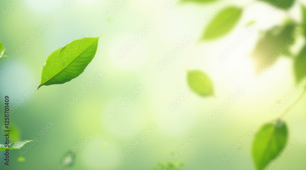 Floating Green Leaves with Motion Blur Effect Floating Green Leaves with Motion Blur Effect