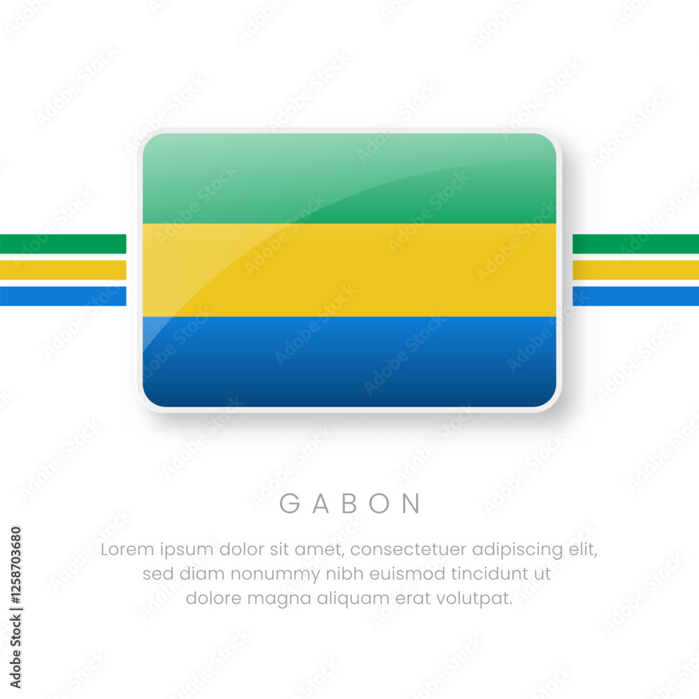 National Gabon Flag.Vector Gabon Button Flag. Realistic National Flag Design and Vector Template. National Gabon Flag.Vector Gabon Button Flag. Realistic National Flag Design and Vector Template.