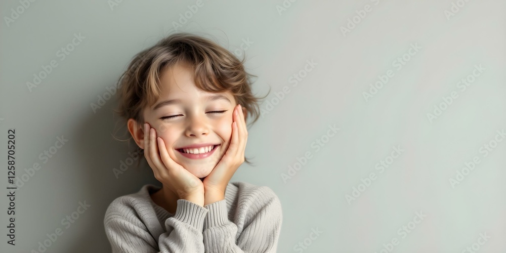Relaxed and Joyful Girl with a Neutral Background and Calm Demeanor for a Peaceful Social Media Banner Relaxed and Joyful Girl with a Neutral Background and Calm Demeanor for a Peaceful Social Media Banner