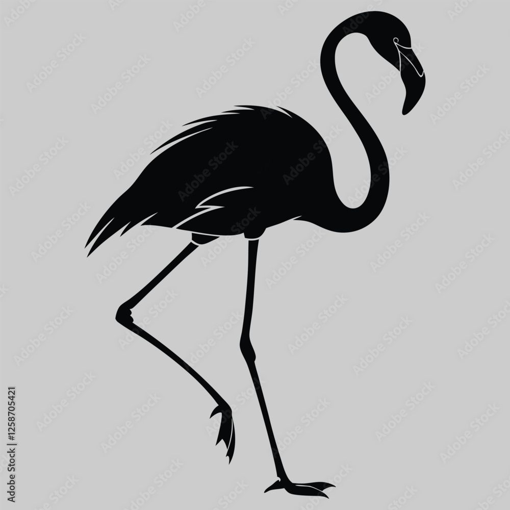 Obraz premium a flamingo standing on one leg silhouette vector design art and illustration