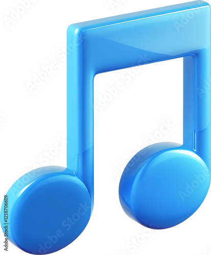 Blue Music Note Icon Illustration Isolated on Transparent Background