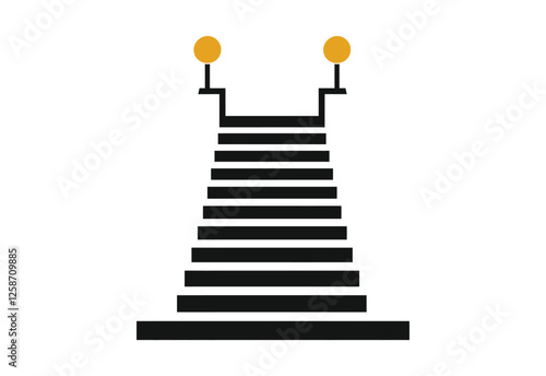 Black Staircase Icon with Balustrade vector illustration