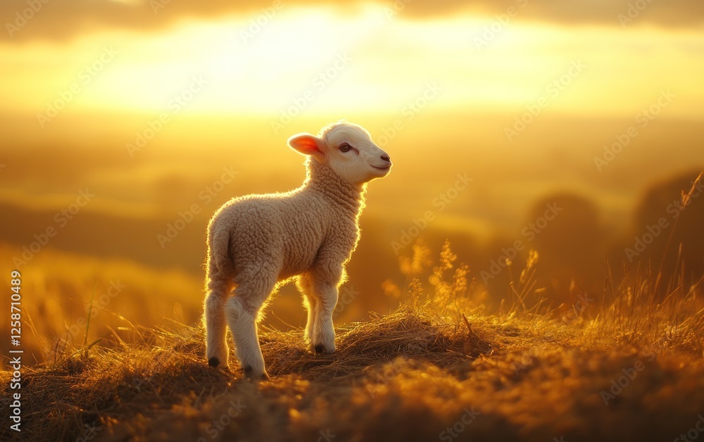 Fototapeta premium sheep at sunset