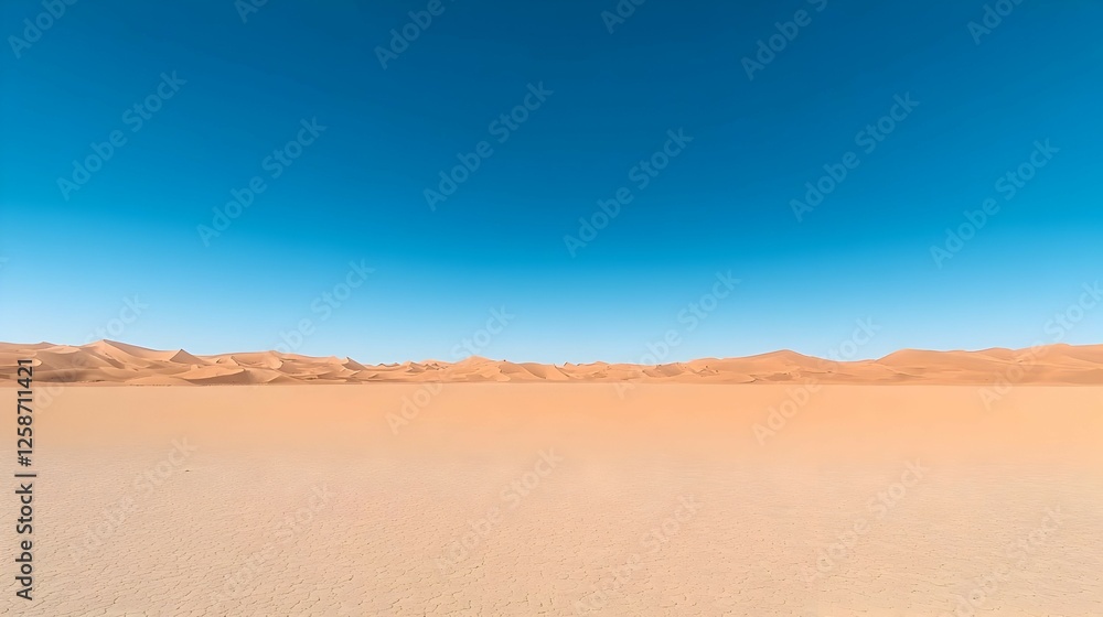 Vast Empty Desert Landscape Under Clear Blue Sky Vast Empty Desert Landscape Under Clear Blue Sky