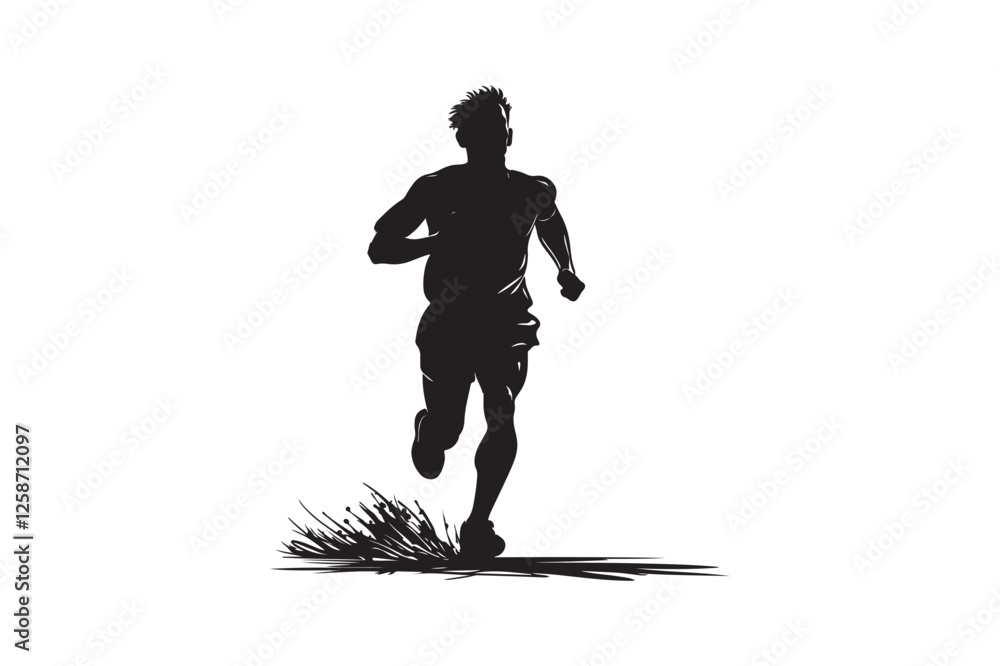 Fototapeta premium Athletic Runner Silhouette with Motion Lines for Sports Design