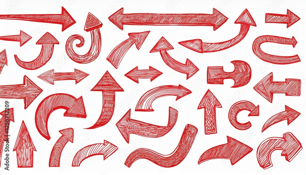 Arrow vector red hand drawn sketch icon set. Doodle sketch drawn red direction element set. Pencil doodle line graphic design elements. Handwritten direction arrow background. perfect any project. Arrow vector red hand drawn sketch icon set. Doodle sketch drawn red direction element set. Pencil doodle line graphic design elements. Handwritten direction arrow background. perfect any project.