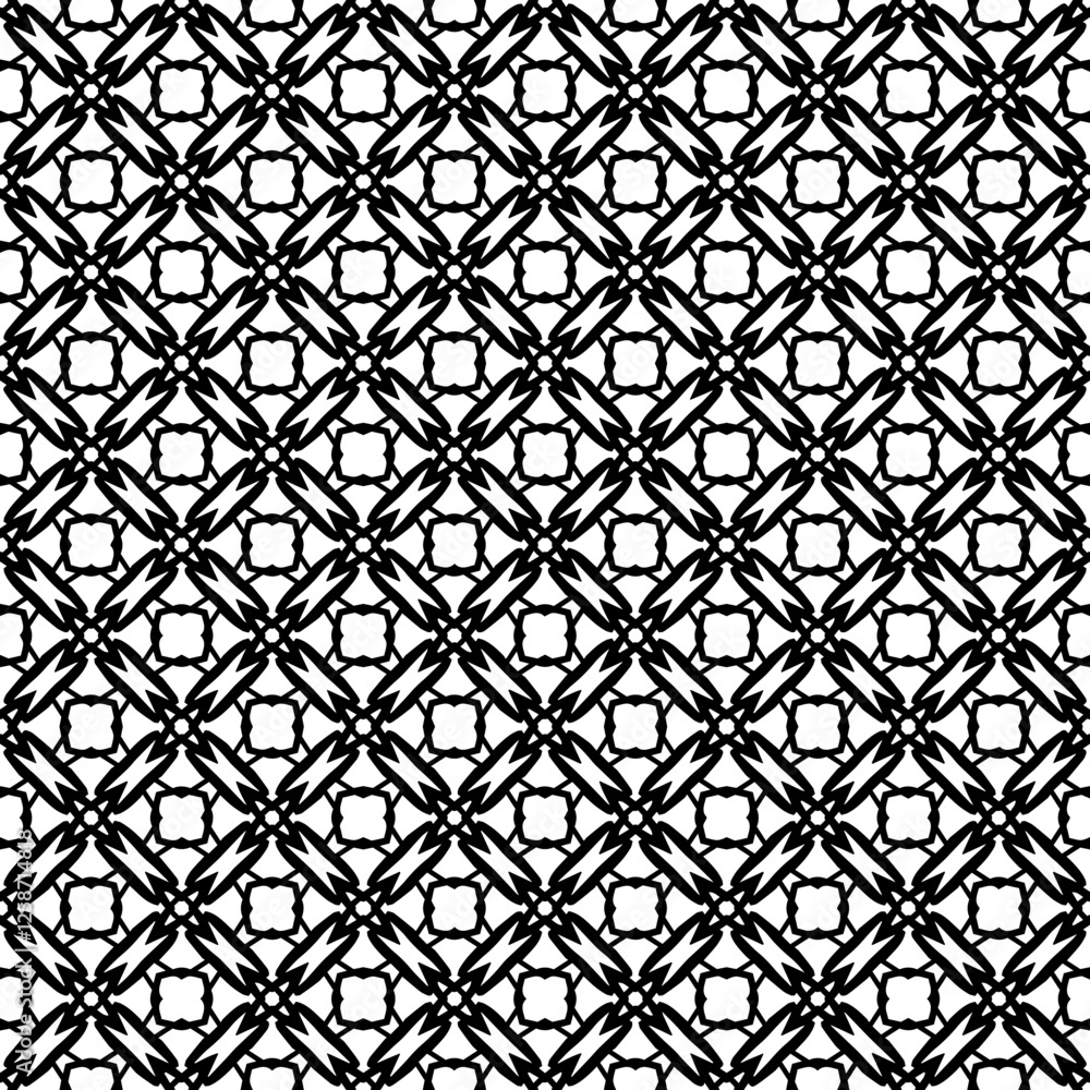 Black and white seamless abstract pattern. Background and backdrop. Grayscale ornamental design. Black and white seamless abstract pattern. Background and backdrop. Grayscale ornamental design.