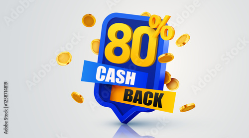 Cashback 80 percent icon isolated on the gray background. Cashback or money back label. Vector illustration