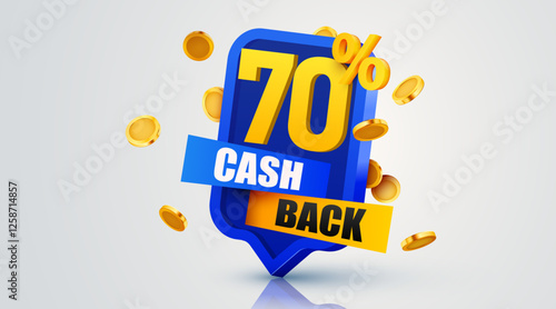 Cashback 70 percent icon isolated on the gray background. Cashback or money back label. Vector illustration