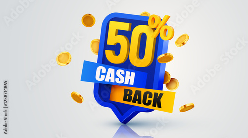Cashback 50 percent icon isolated on the gray background. Cashback or money back label. Vector illustration