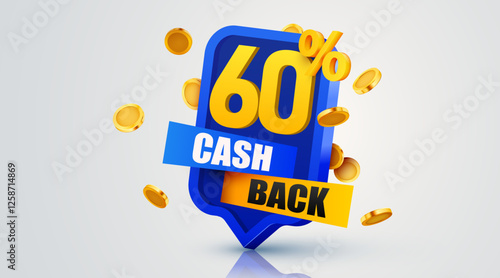 Cashback 60 percent icon isolated on the gray background. Cashback or money back label. Vector illustration