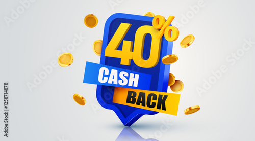 Cashback 40 percent icon isolated on the gray background. Cashback or money back label. Vector illustration