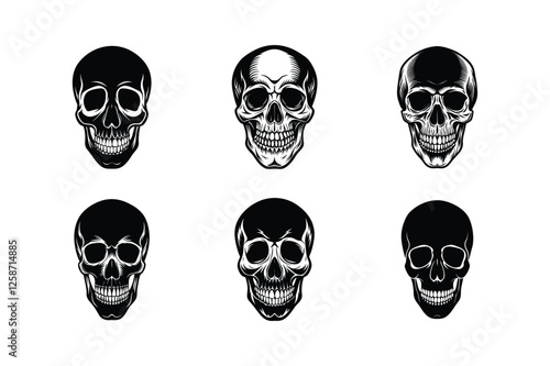 Set of Human skull silhouette vector illustration