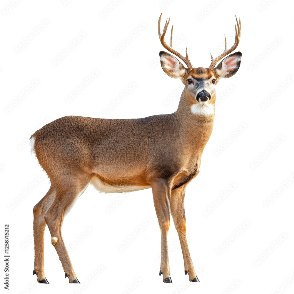 Buck deer, white isolate background Buck deer, white isolate background