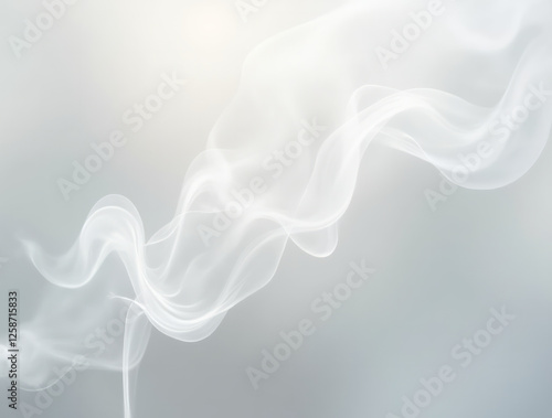 Light Fluffy White Smoke Gently Rising in Soft Curved Patterns photo