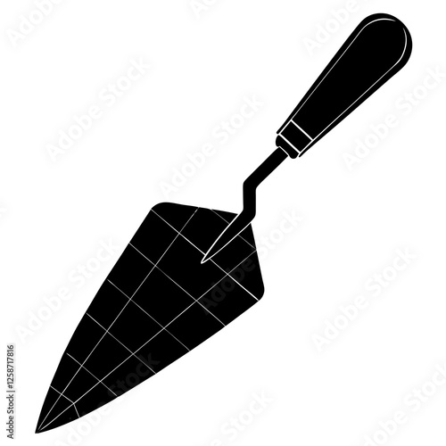 Brick trowel with a blade silhouette vector illustration