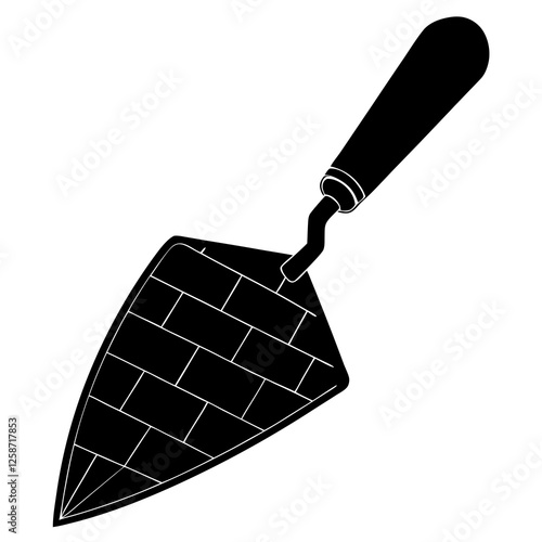 Brick trowel with a blade silhouette vector illustration 