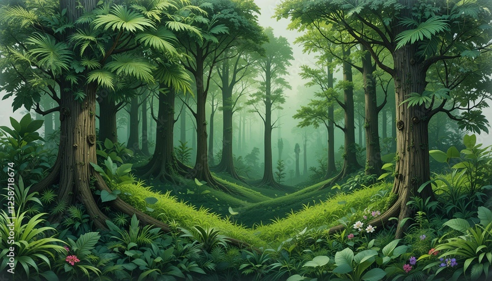 Obraz premium tropical forest with palm trees