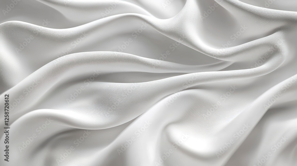 White silk fabric with drapery close-up. Background of luxurious smooth texture White silk fabric with drapery close-up. Background of luxurious smooth texture