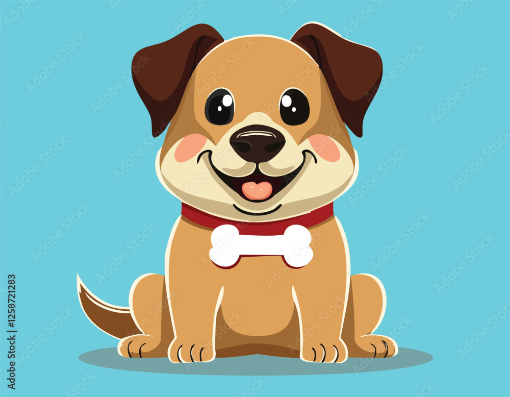 A cute dog with bone simple and flat design. A cute dog with bone simple and flat design.