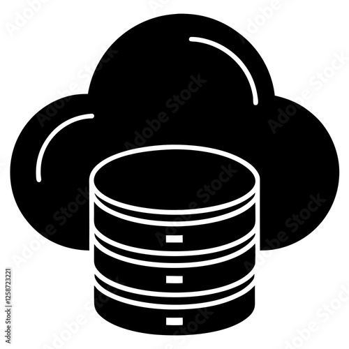 Cloud storage icon with a bottom silhouette vector illustration 