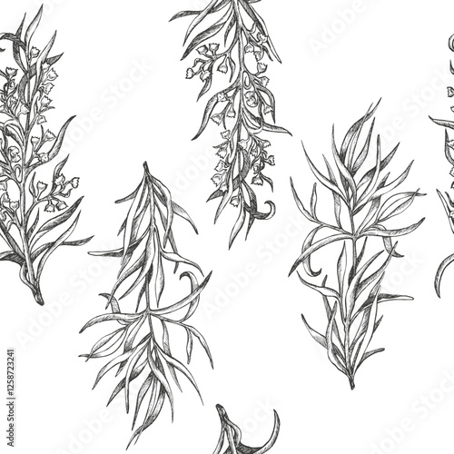 Obraz na plátně Sprigs of tarragon seamless pattern