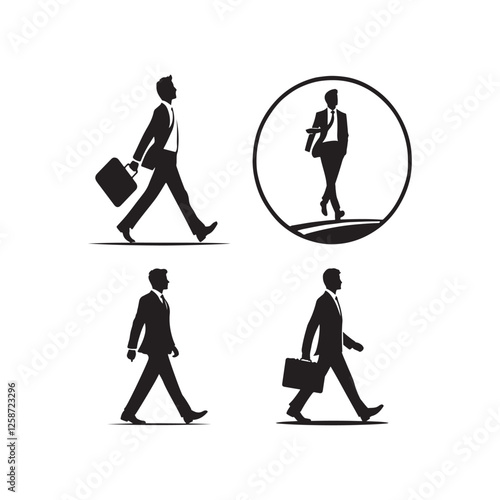 businessman silhouette vector icon set