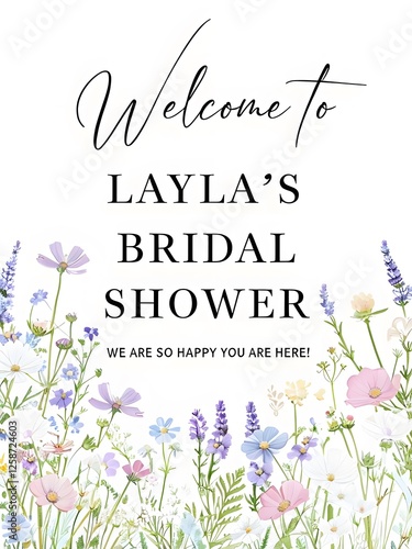 Elegant Welcome Sign for Layla's Bridal Shower with Floral Design Signs