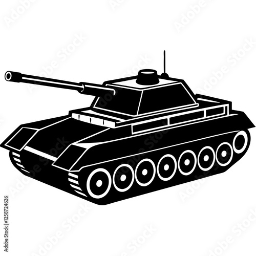Military tank with a turret silhouette vector illustration 