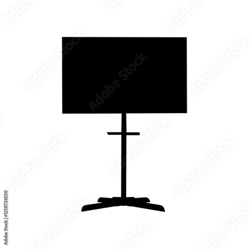 The TV is mounted on a floor-standing TV stand vector.